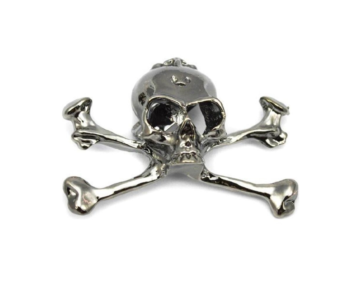 Social Elixir77UK Oscuro Plateado Jolly Roger Calavera y Huesos Regalo Pin Motero Punk Broche