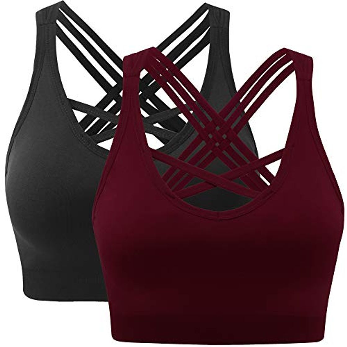 Fashion ANGOOL Sujetador Deportivo Cruzados Espalda Almohadillas Extraíbles Yoga Run Bra para Mujer