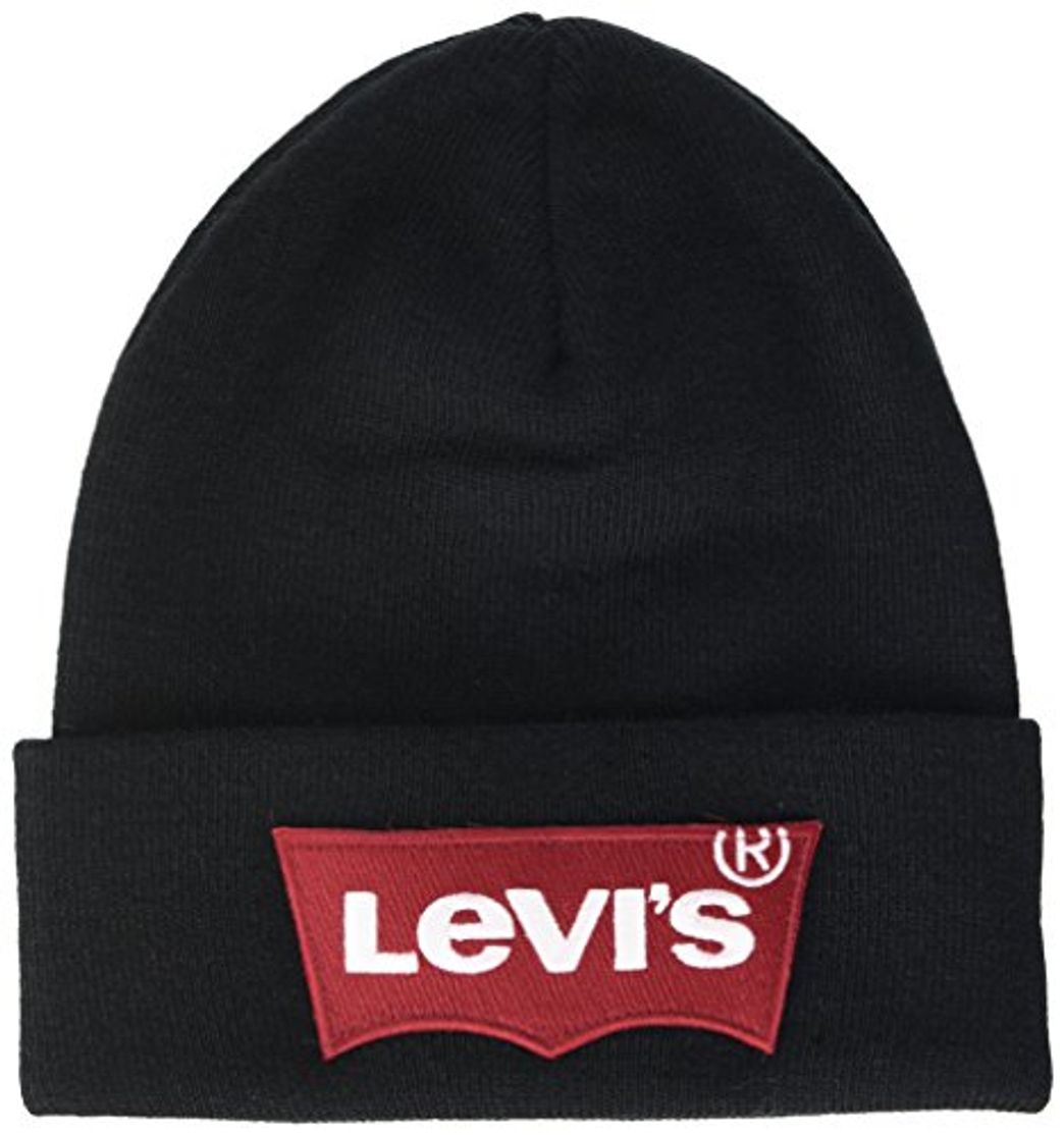 Moda Levi's Oversized Batwing Beanie Gorro de Punto, Negro