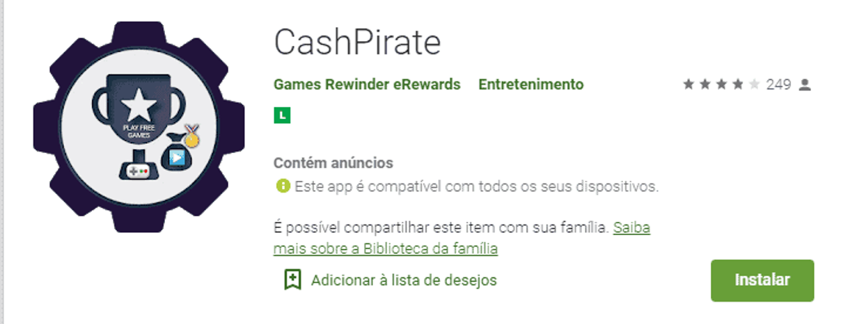 Apps Este aplicativo oferece premiações na forma de  pirate Coins