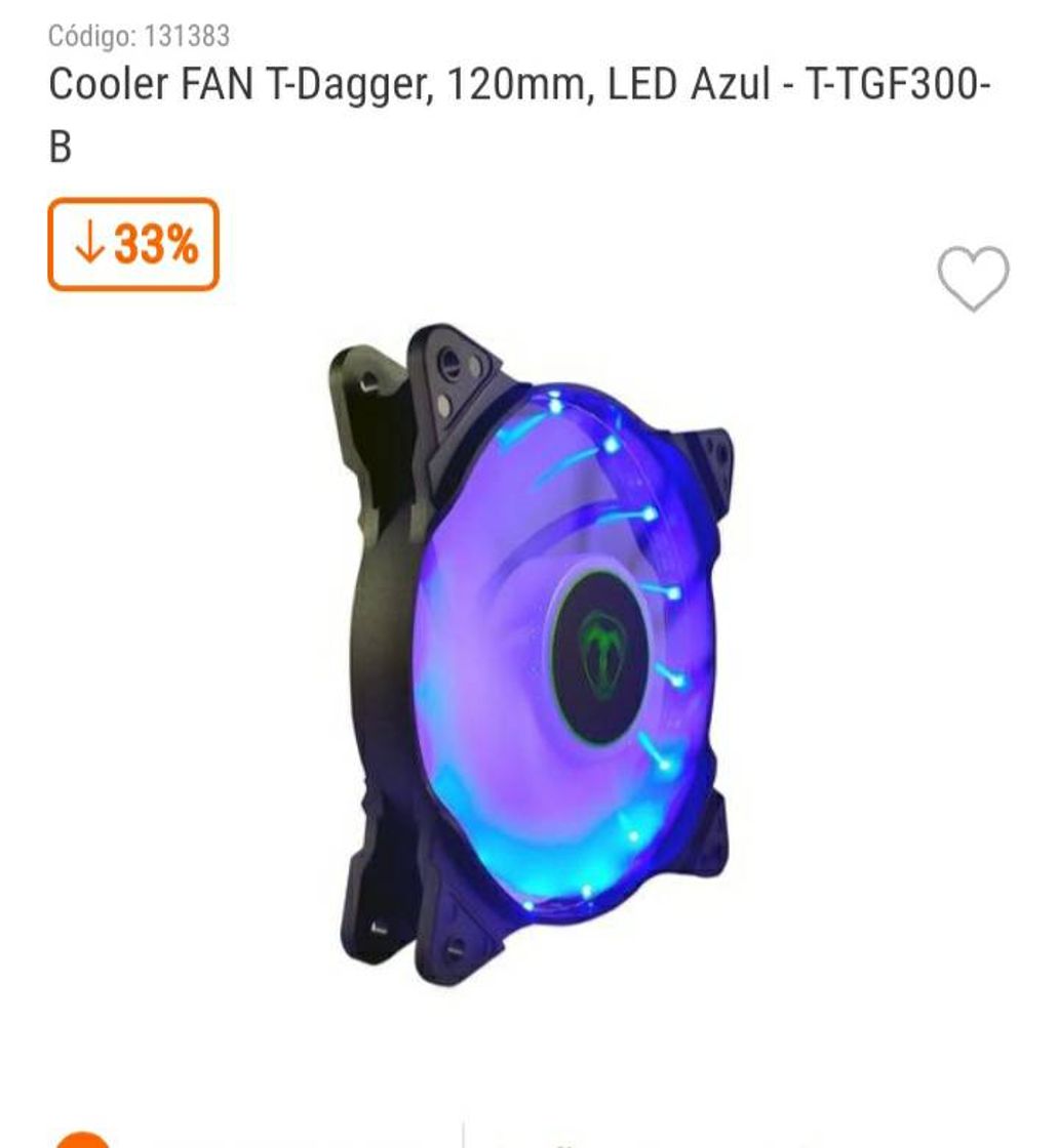 Moda Cooler FAN T-Dagger, 120mm, LED Azul - T-TGF300-

