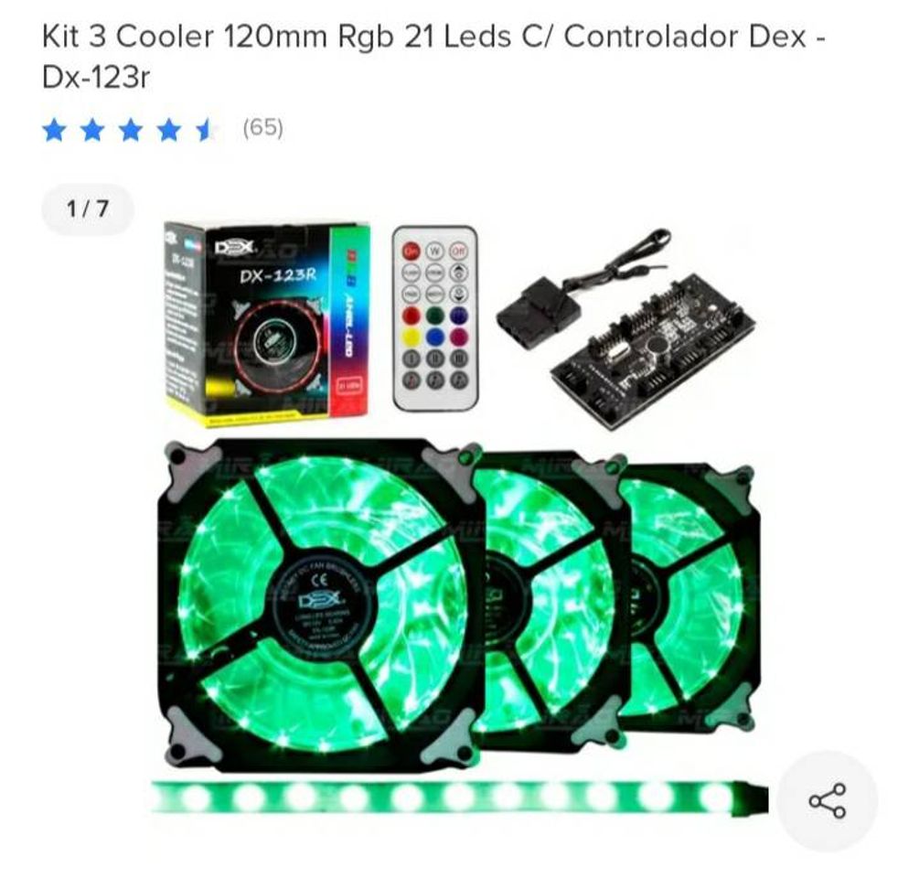 Moda Kit 3 Cooler 120mm Rgb 21 Leds C/ Controlador Dex - Dx-123r