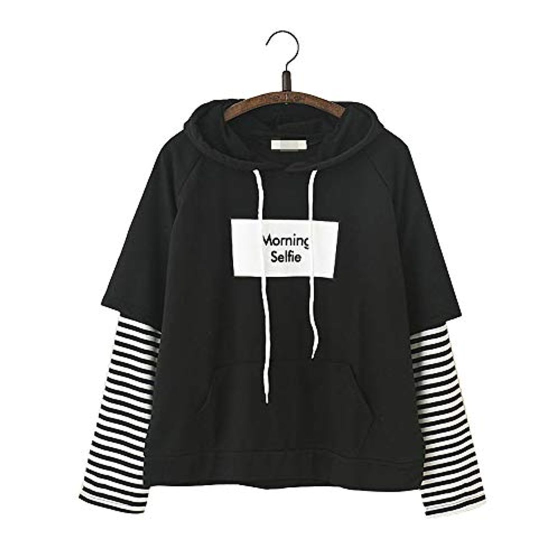 Producto De Moda Ulzzang Moda Estético Punk Mañana Selfie Texto Rayas Mangas Modelo