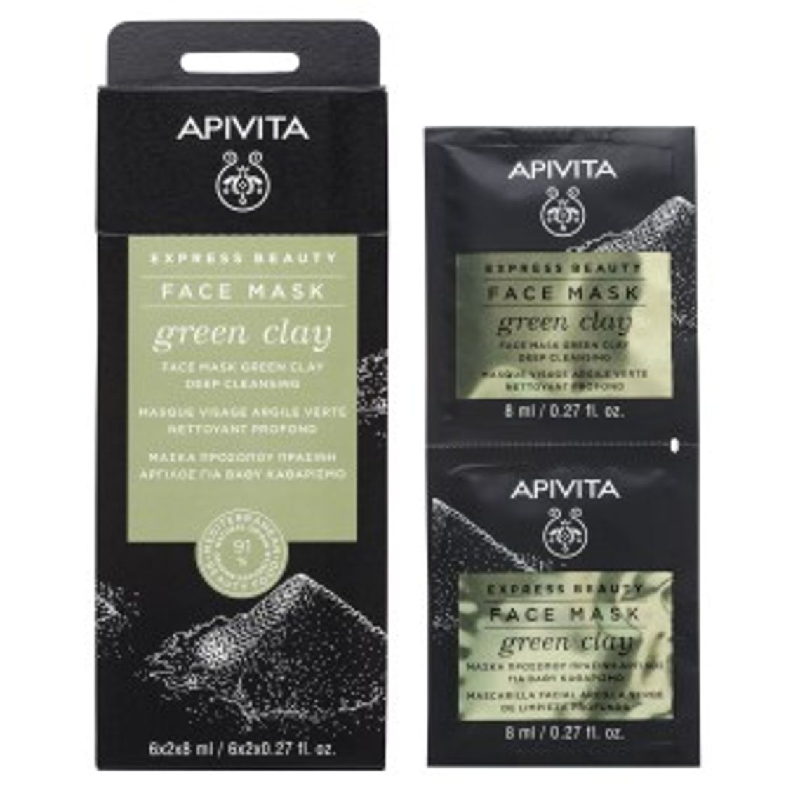 Producto Apivita Express Beauty Face Mask Green Clay 6x2x8mL - Haut