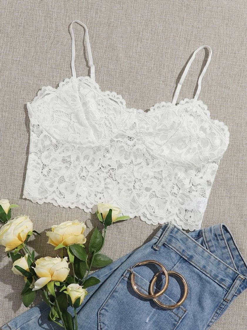 Fashion cropped rendado branco 