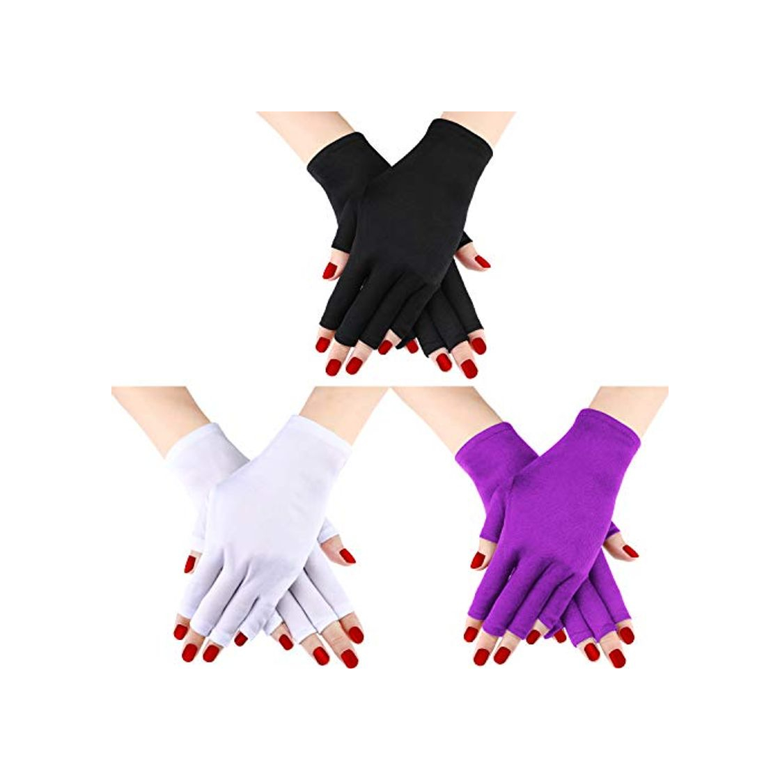 Fashion 3 pares UV Shield Glove Gel Manicures Glove Anti UV Guantes sin