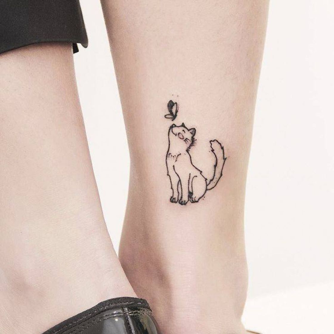 Moda tatuagem minimalista,gatinho