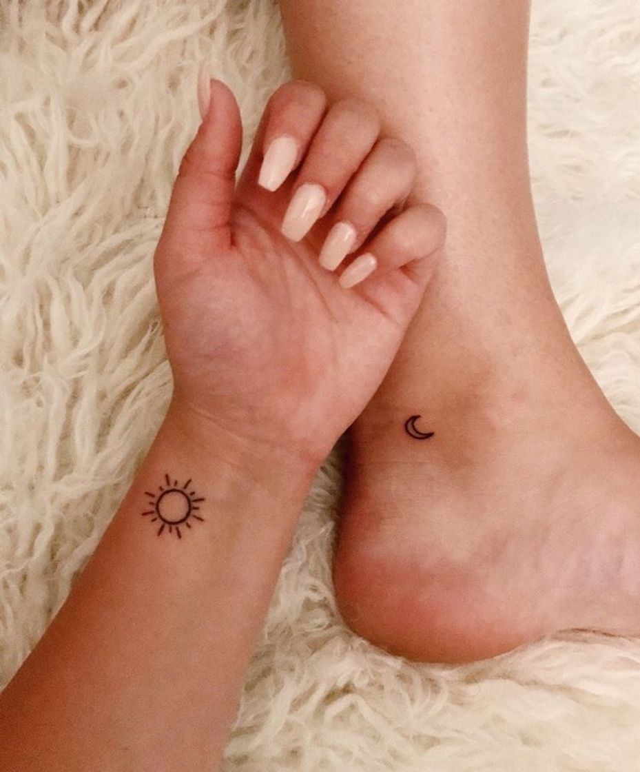 Fashion Tatuagem Sun and Moon