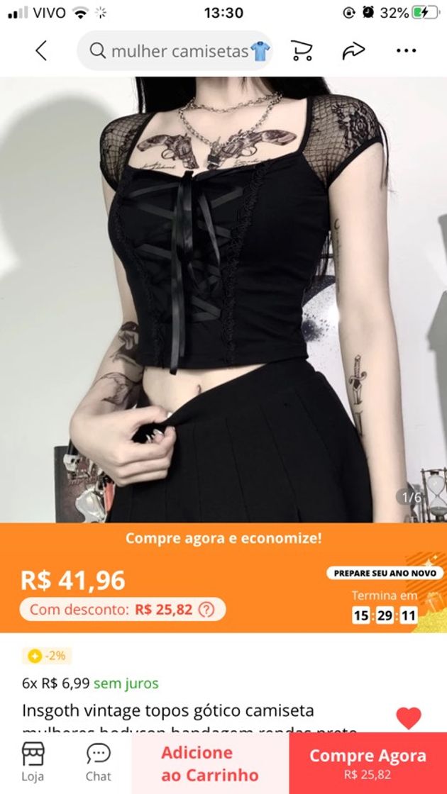 Moda Blusa preta gótica 