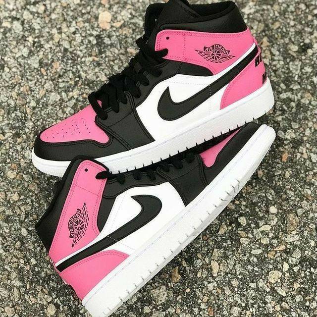 Fashion Jordan 1 rosa e preto