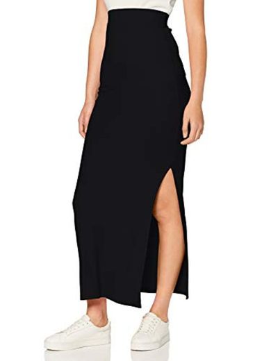 Marca Amazon - MERAKI Falda Maxi Slim Fit Mujer, Negro