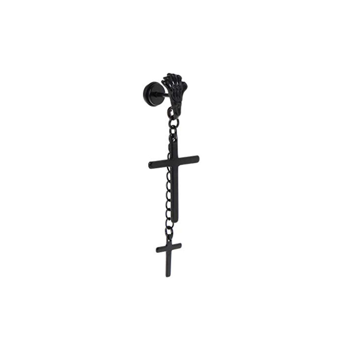 Moda lijun 1pc Nuevos Pendientes Punk Skull Ear Stud Moda Mujer Hombre Cruz Cadena Colgante Cuelga Larga Gota Joyería Regalos Encantos Brincos Colgando Acero Inoxidable Anti Alergia