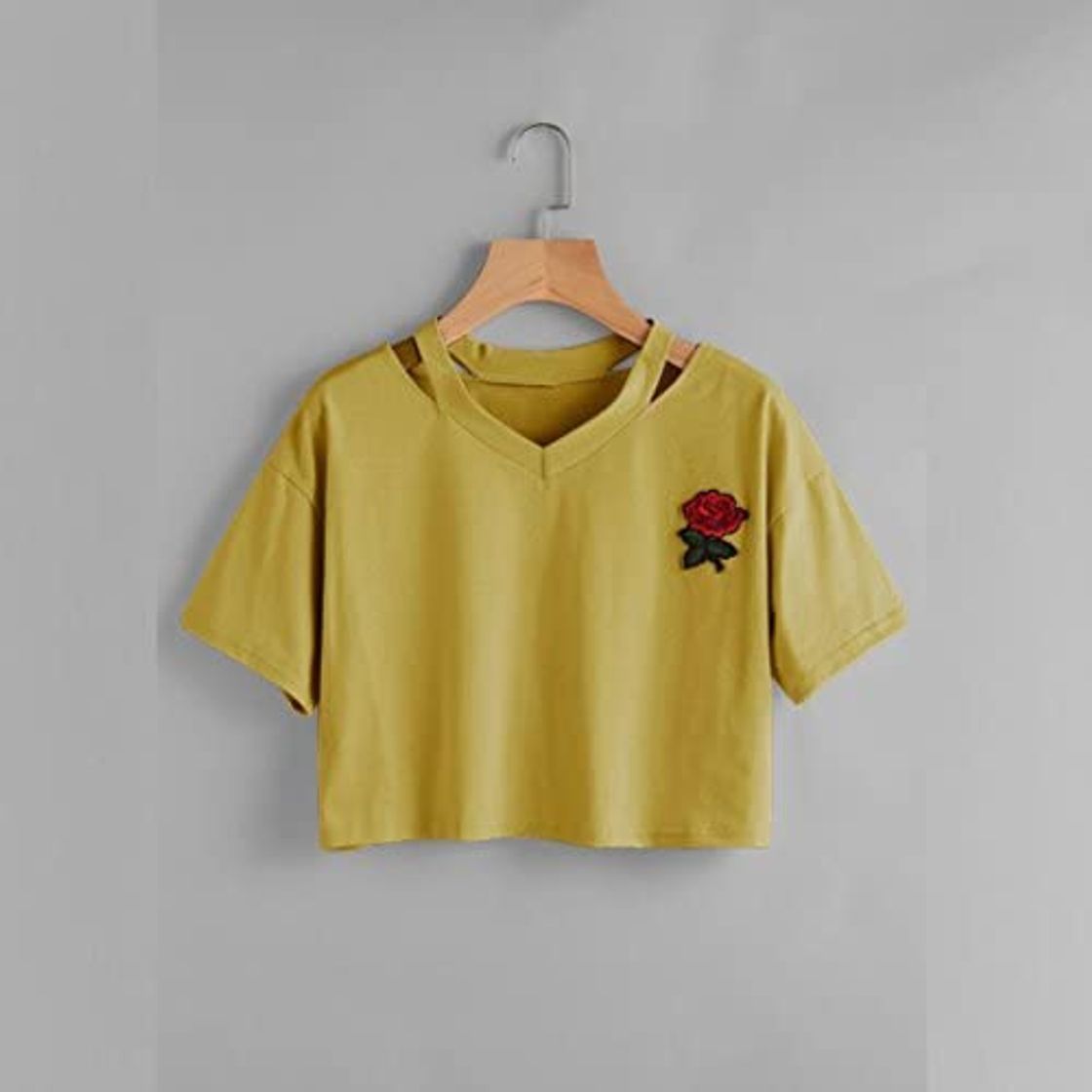 Social Goodsatar Mujer Rosa Manga corta Casual Camiseta Mezcla de algodón Cuello en V Chaleco Tops Blusa (S