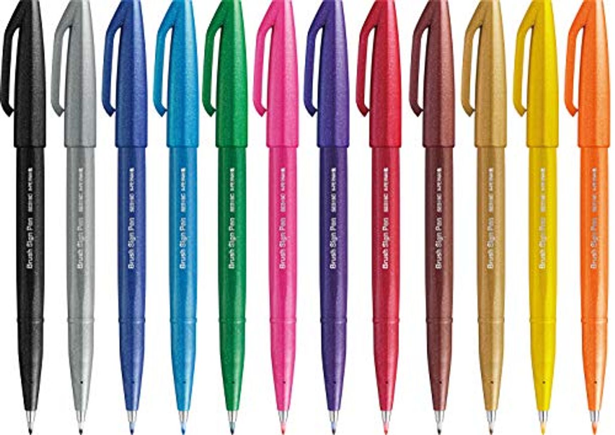 Products Pentel SES15C Brush Sign Pen rotulador punta fibra flexible 12 colores as