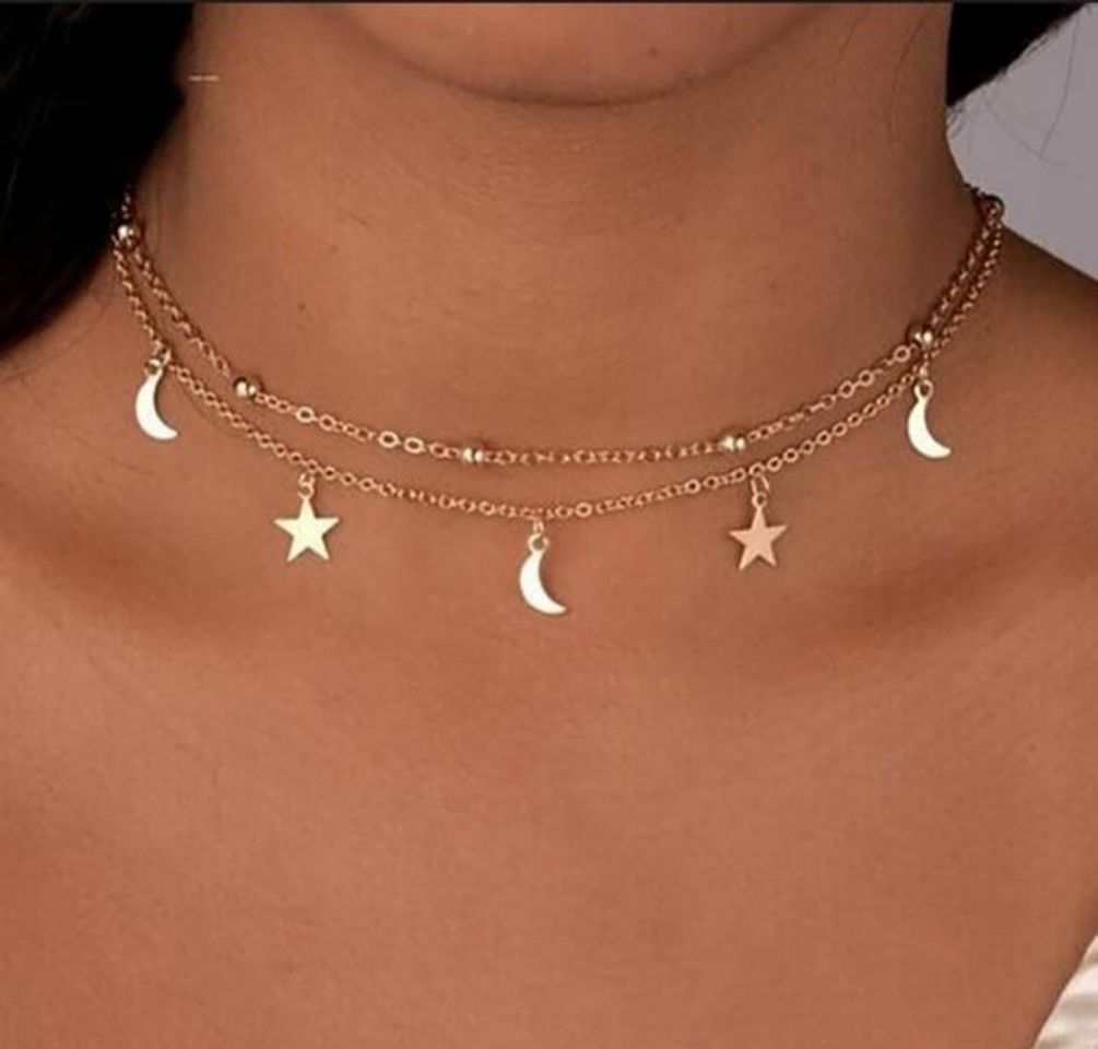 Moda Colar lua e estrelas