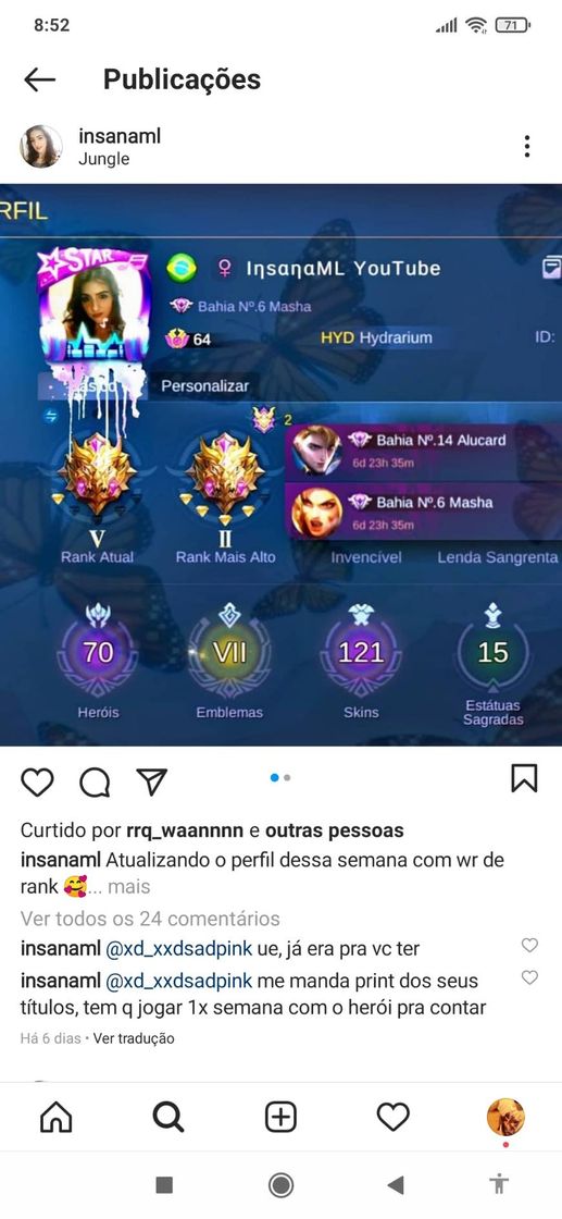 Fashion Conteúdo de qualidade no MLBB? Siga @InsanaML no insta.