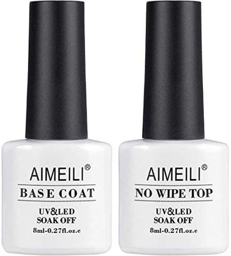 AIMEILI Base y Top Coat Semipermanente Esmalte Semipermanente UV LED Kit de