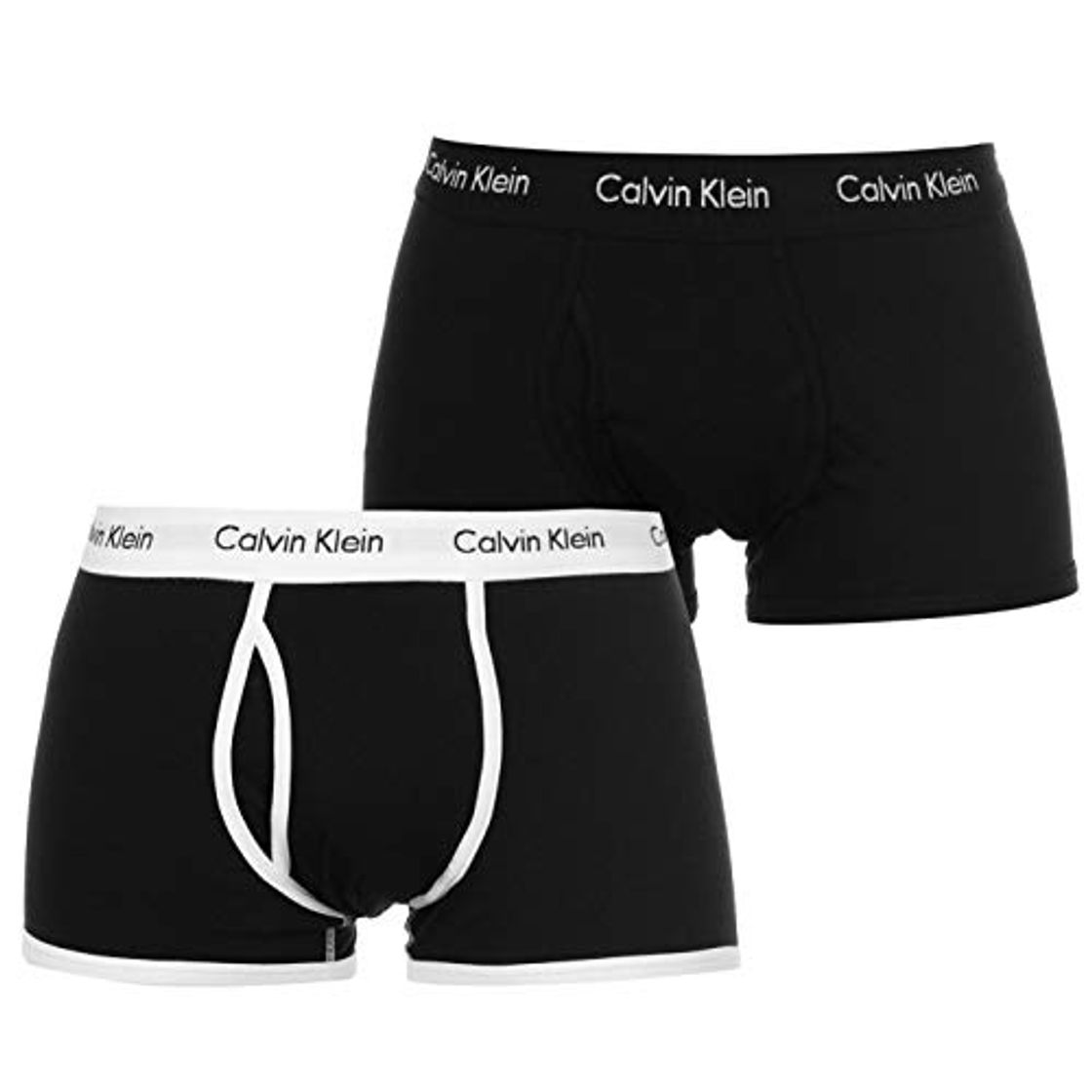 Fashion Calvin Klein - 2 calzoncillos tipo bóxer, ajuste cómodo, ropa interior blanco Black