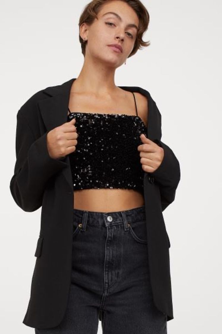 Moda Top cropped de lentejuelas 