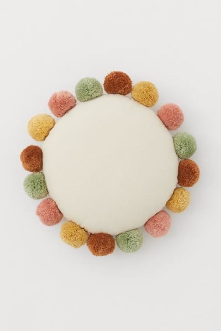 Social Cojín redondo con pompones 