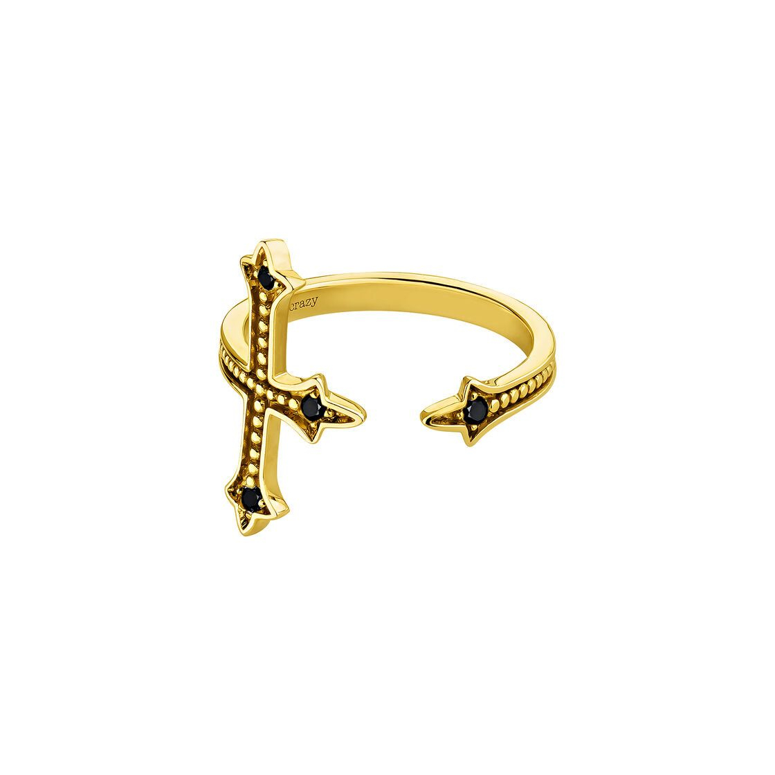 Social Anillo abierto cruz espinelas oro