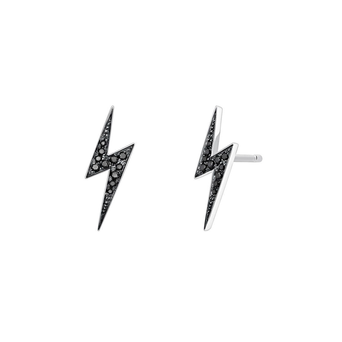 Social Silver spinel earrings with lightning bolt