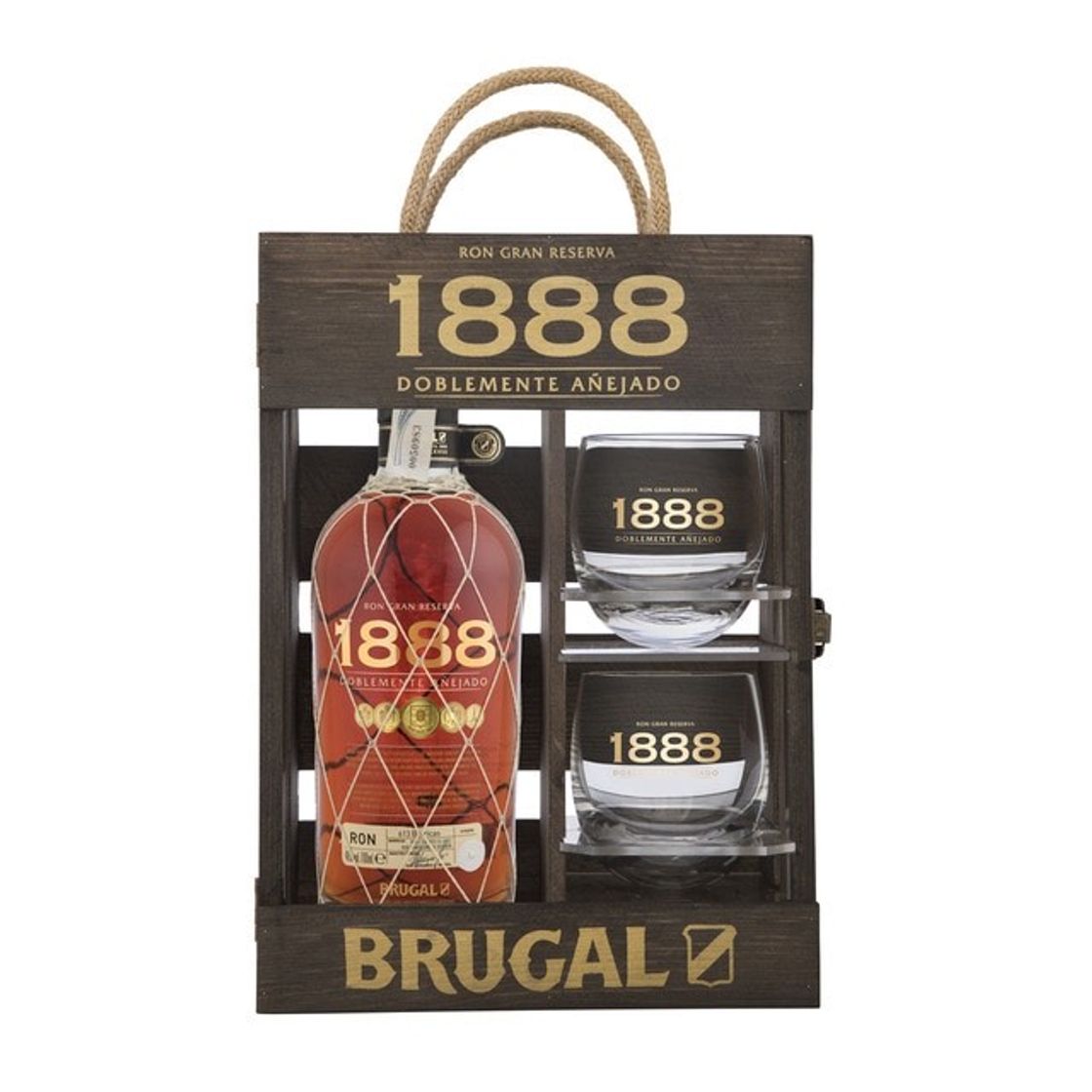 Moda Ron Brugal 1888 premium con 2 vasos