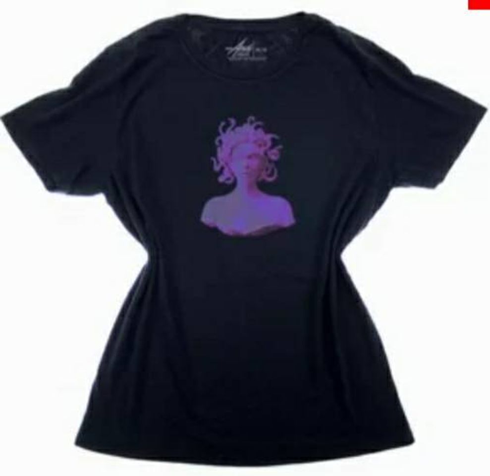 Fashion camiseta medusa glitch preta