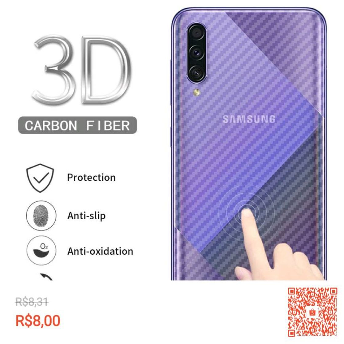 Fashion Película fibra de carbono para parte de trás de smartphone 