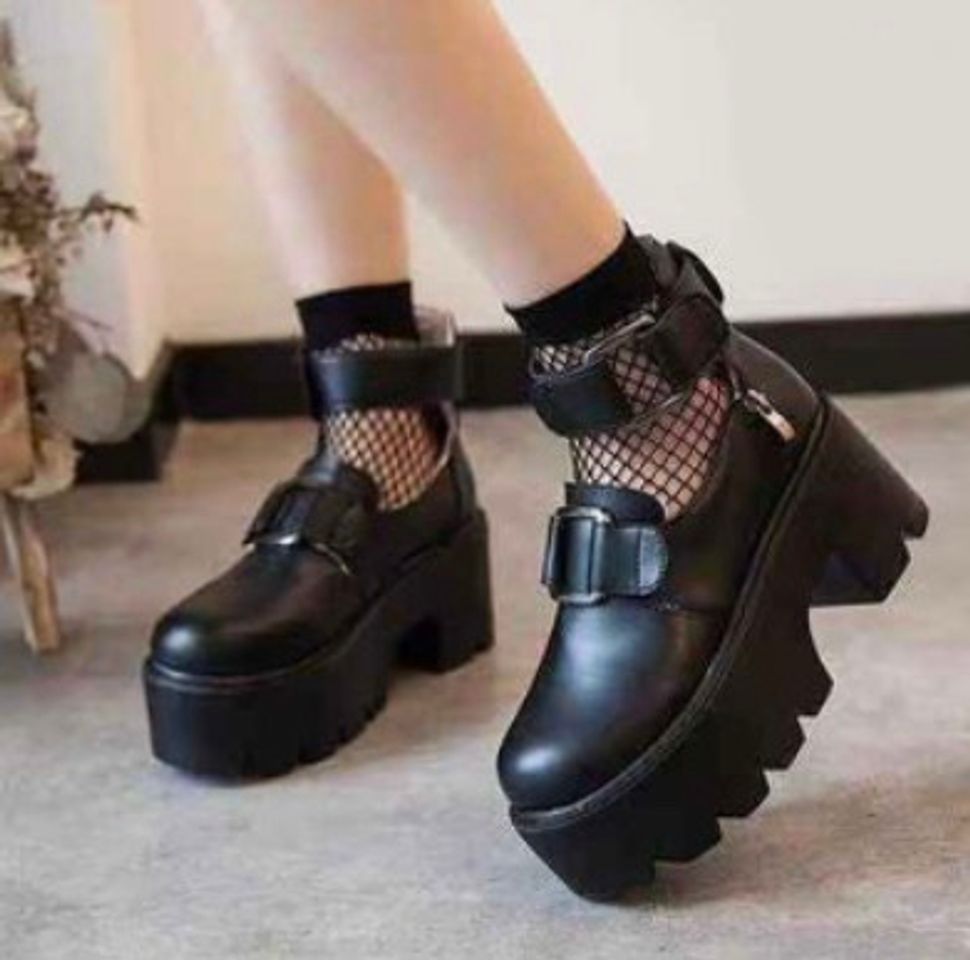 Moda Punk black Rock Lolita Shoes Inspired High