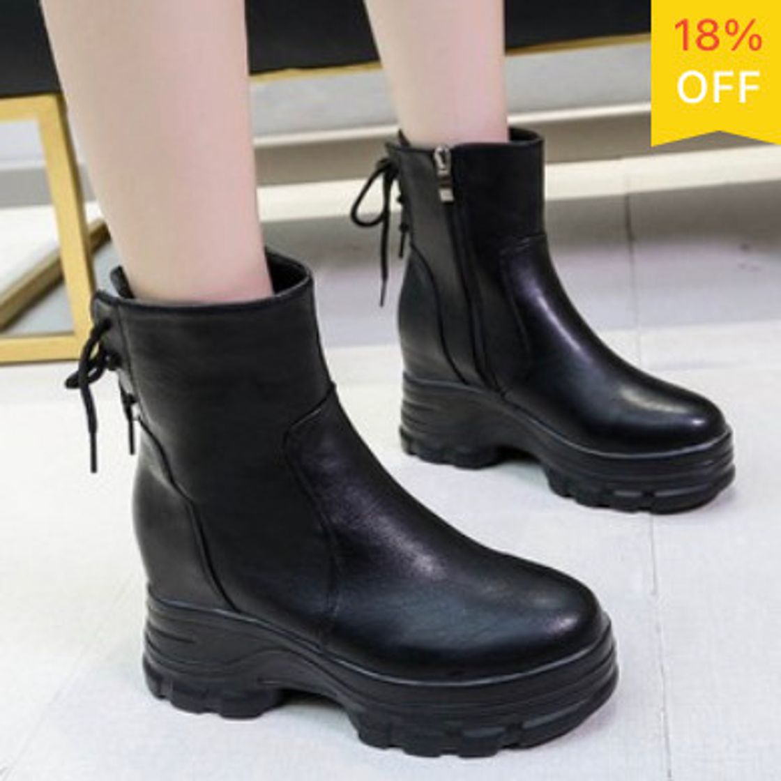 Moda Women Flock Black Fashion Shoes Marten Platforms Boot Winter