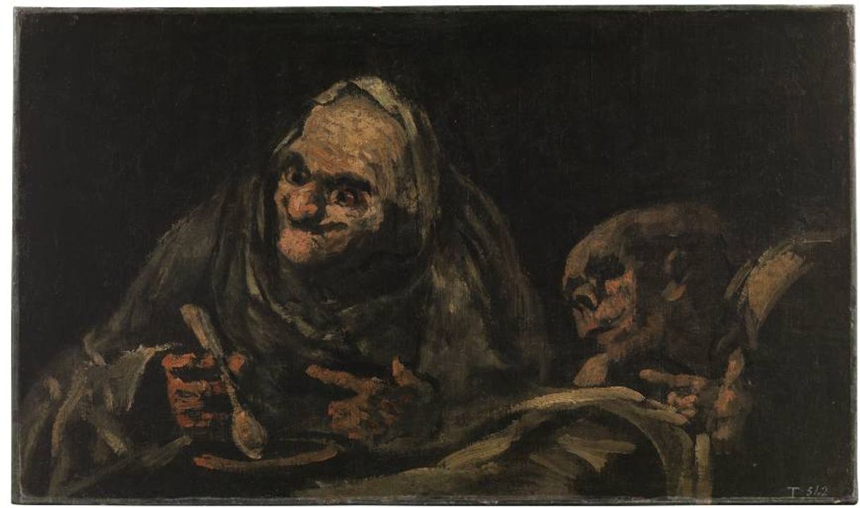 Fashion Viejos comendo. 1820-1823. Goya. Pintura