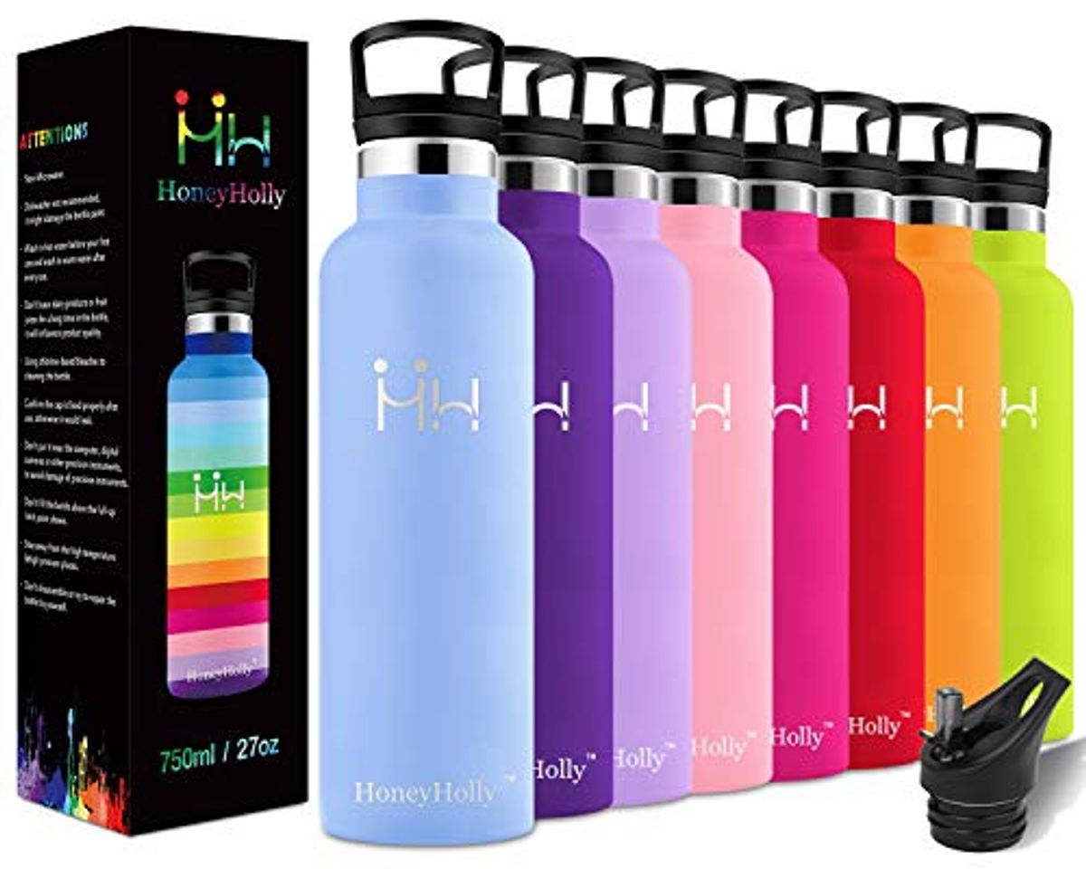 Productos HoneyHolly Botella de Agua Acero Inoxidable sin BPA 350ml/500ml/600ml/750ml