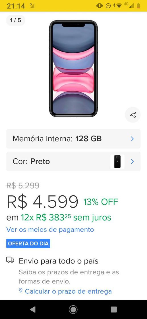 Fashion iPhone 11 128 GB Preto