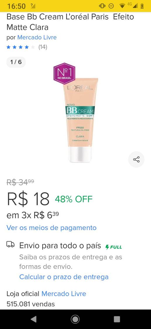 Fashion Base Bb Cream L'oréal Paris Efeito Matte Media