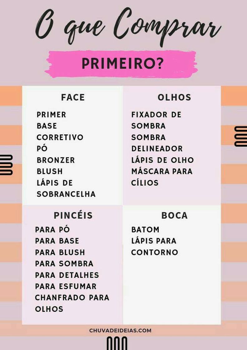 Moda O que comprar primeiro?