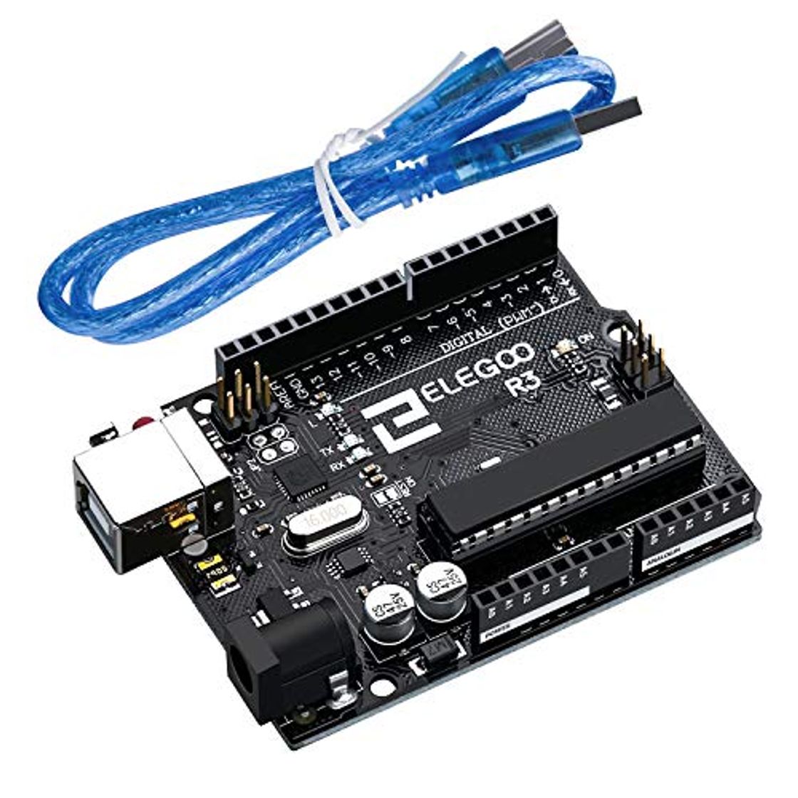 Productos ELEGOO UNO R3 Tarjeta Placa ATmega328P ATMEGA16U2 con Cable USB y Microcontrolador