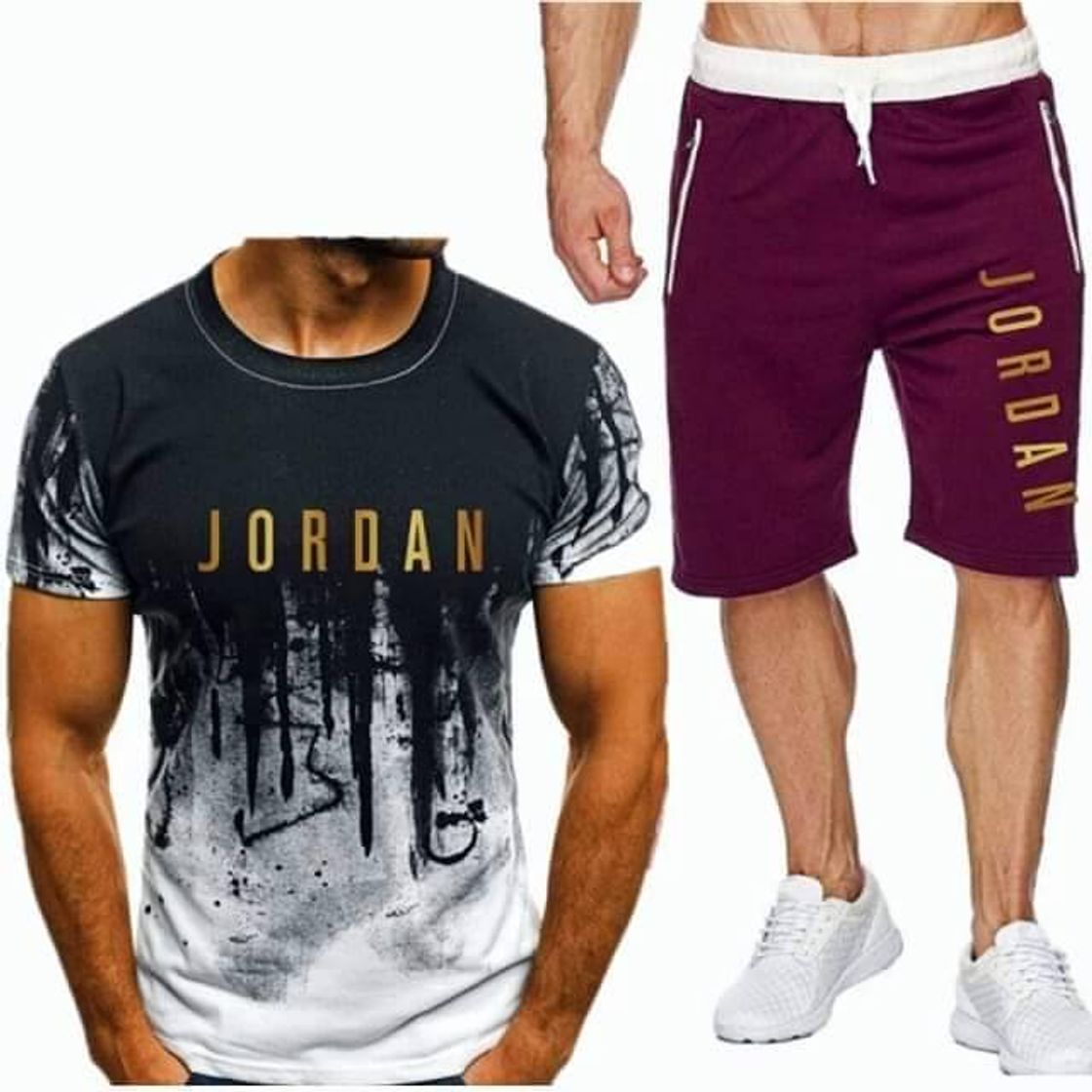 Moda verão camiseta masculina conjunto de 2 peças masculino. 