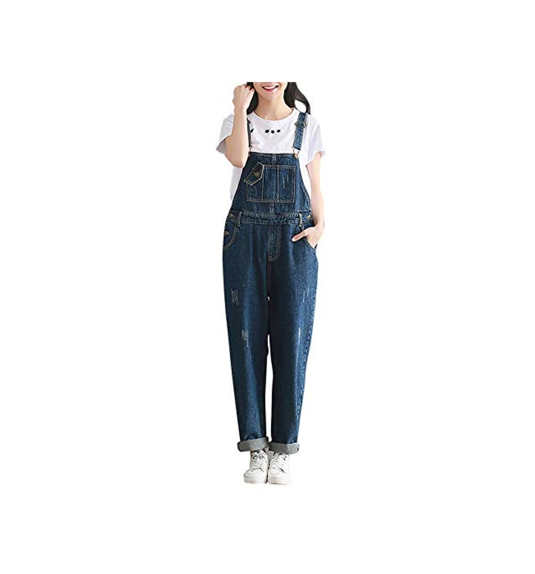 Social DianShaoA Mujer Peto Vaqueros Largo Casual Suelto Bolsillos Tiras Fiesta Pantalones De Babero Jumpsuit Suelto Casual Oficina Pantalone Azul 2XL