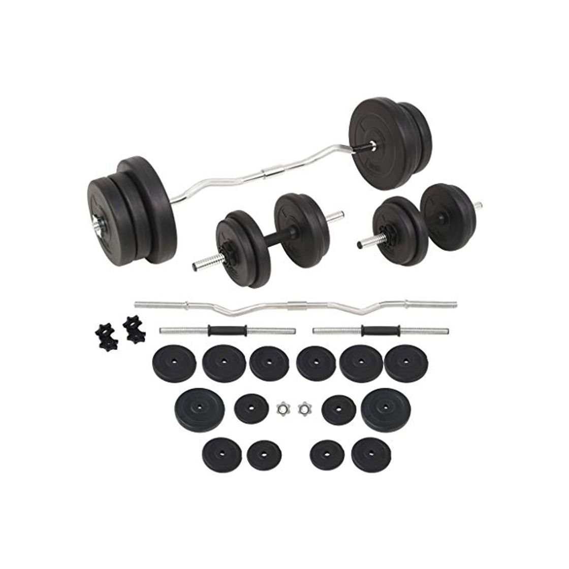 Productos vidaXL Juego de Pesas 60kg Barra y Mancuernas Fitness Musculación Gimnasio Gym