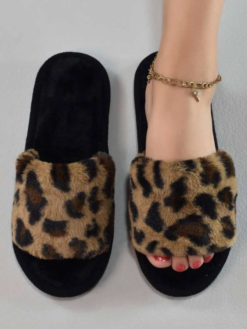 Social SHEIN Zapatillas De Dormitorio Con Patrón De Leopardo De Peluche