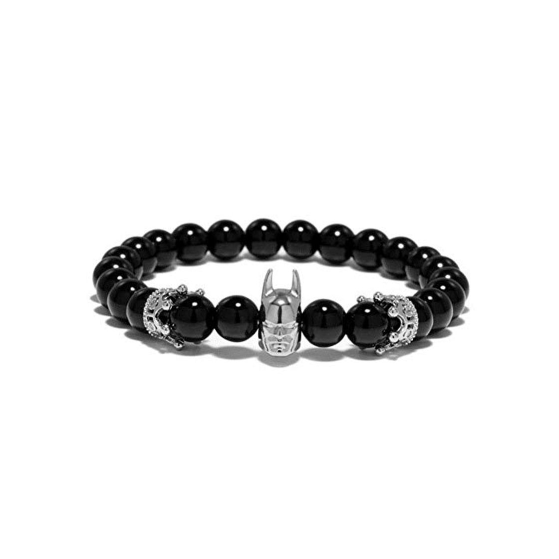 Fashion YYBF Hiphop Batman Pulsera de Piedra de obsidiana Hombres Corona de Lujo