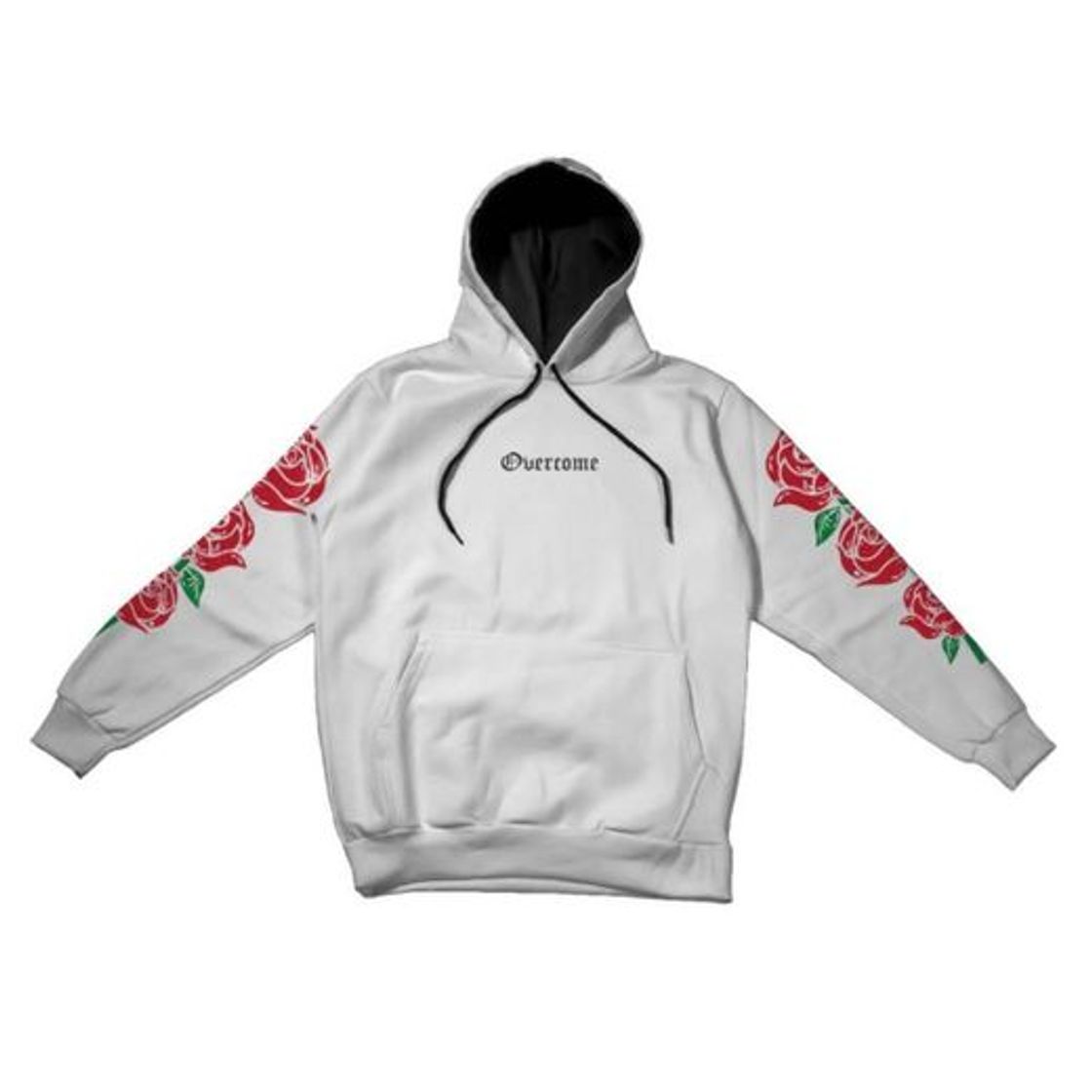 Fashion MOLETOM OVERCOME CANGURU "SCRIPT ROSES" BRANCO