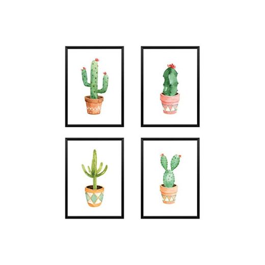 4 poster cactus acquerello. arredo casa