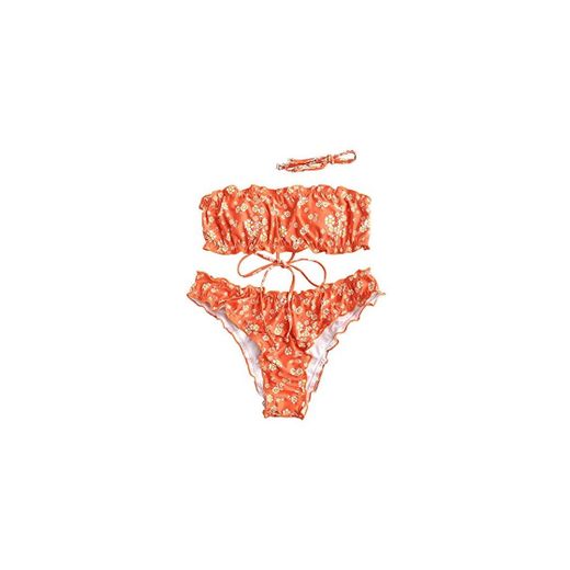 ZAFUL Conjunto de bikini de dos piezas con estampado de margaritas de