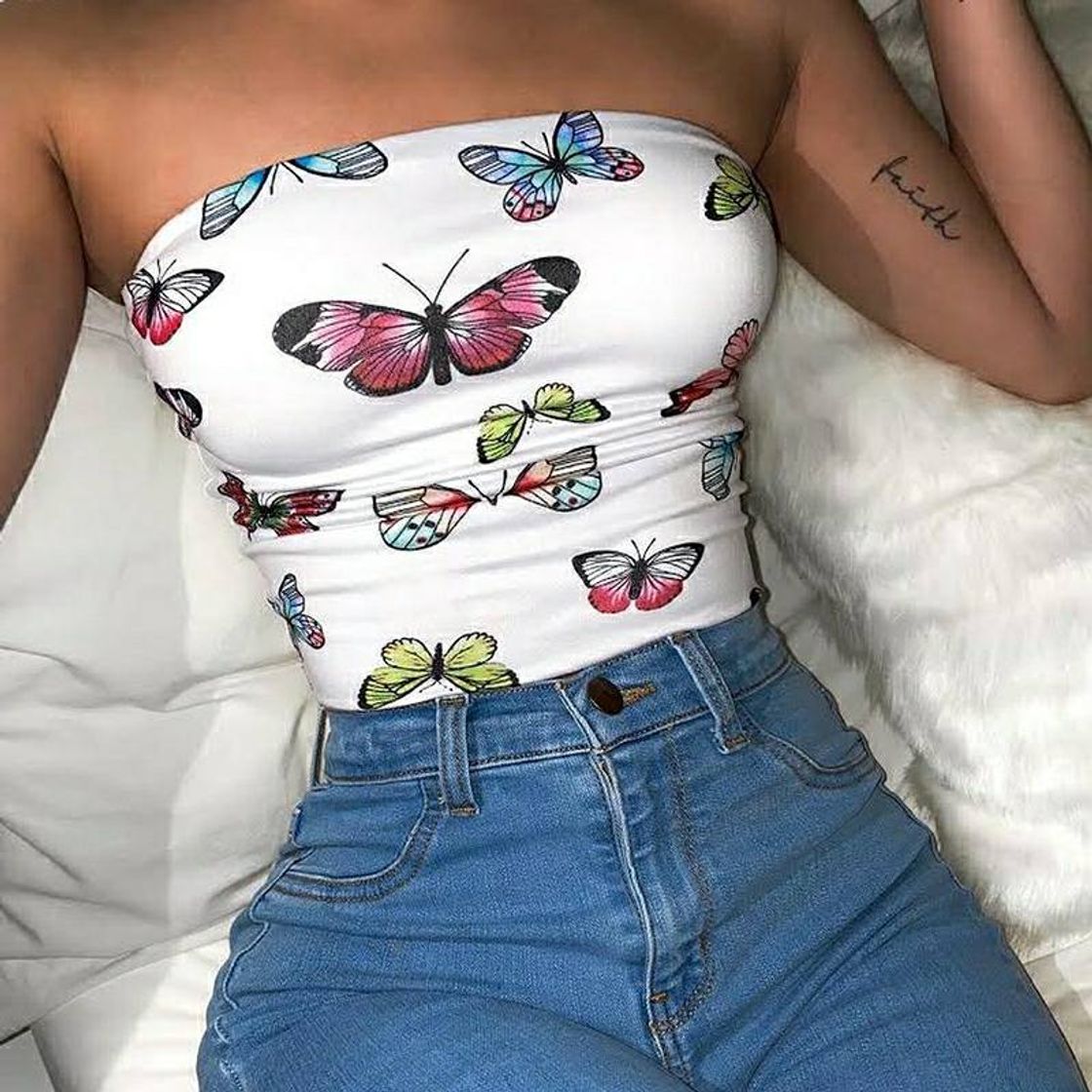 Moda Cropped Borboleta