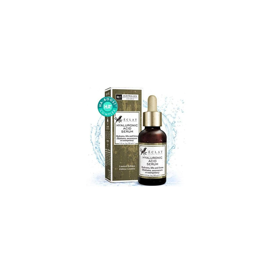 Social Sérum Ácido Hialurónico Eclat – Hidratante de Ácido Hialurónico puro 100% Sérum Antiedad para Eliminar Líneas de Expresión y Arrugas Hidratación Suave y Fácil Absorción Para Rostro y Ojos