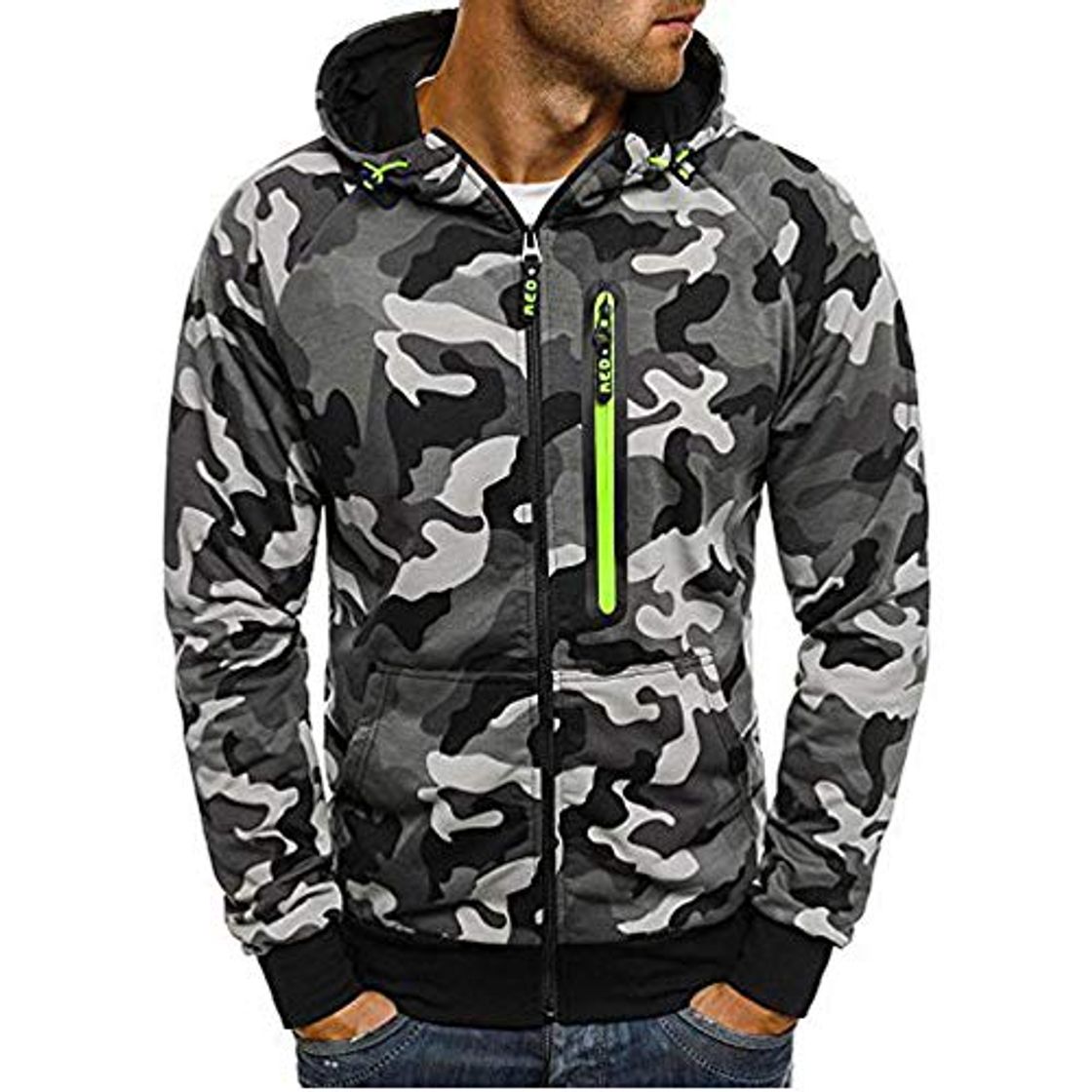 Social JiaMeng suéter Sudadera con Capucha Hombres de Punto con Capucha de Manga
