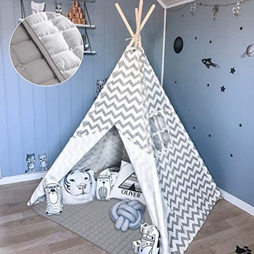 Teepee Tent para niños con colchoneta Acolchada - Tienda de campaña para
