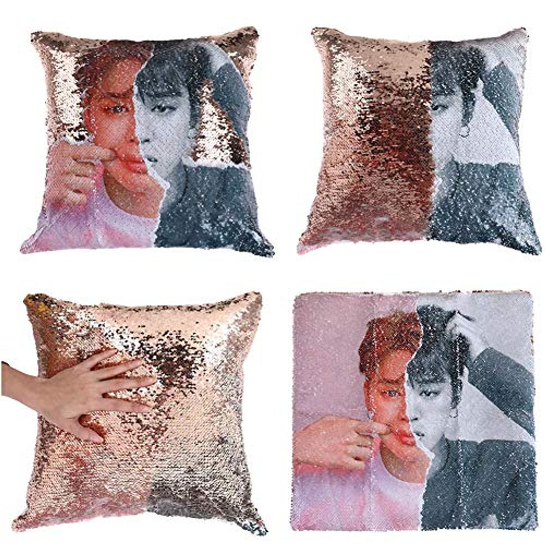 Products Skisneostype Funda de Almohada de Lentejuelas Reversibles mágicas KPOP BTS, Fundas de